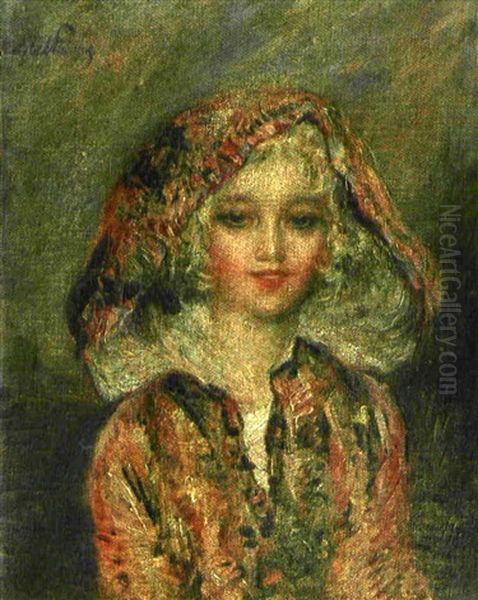 Portrait De Jeune Femme Encapuchonnee Oil Painting by Jules-Abel Faivre