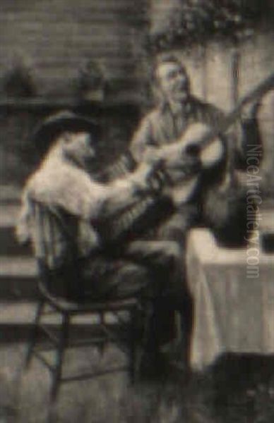 A Little Wine, A Little Music Oil Painting by Michele Falanga