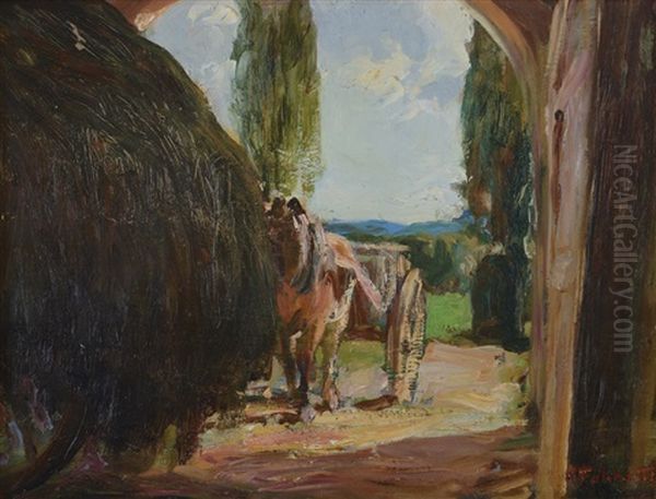 Entrata Al Cascinale (frassati- Boriana Biellese) Oil Painting by Alberto Falchetti