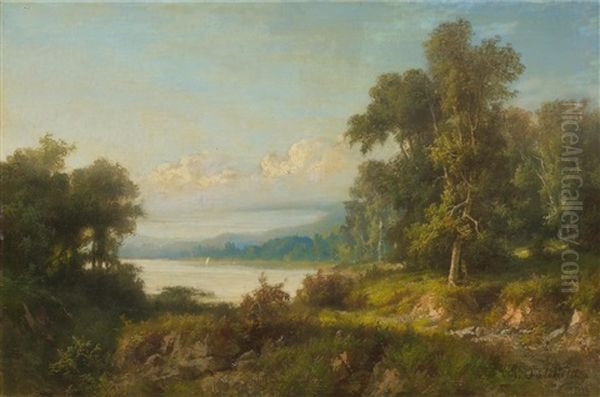 Lake Scene Oil Painting by Giuseppe Falchetti