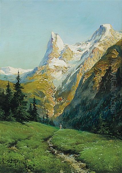 Paesaggio Di Montagna Oil Painting by Giuseppe Falchetti