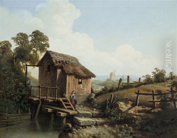 Scena Di Vita Contadina Oil Painting by Giuseppe Falchetti