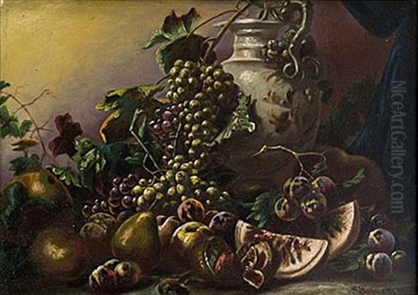 Stilleben Med Druvor Och Frukter Oil Painting by Giuseppe Falchetti