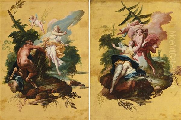 Scene Allegoriche (pair) Oil Painting by Filippo Falciatore