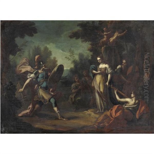 Scena Mitologica Oil Painting by Filippo Falciatore