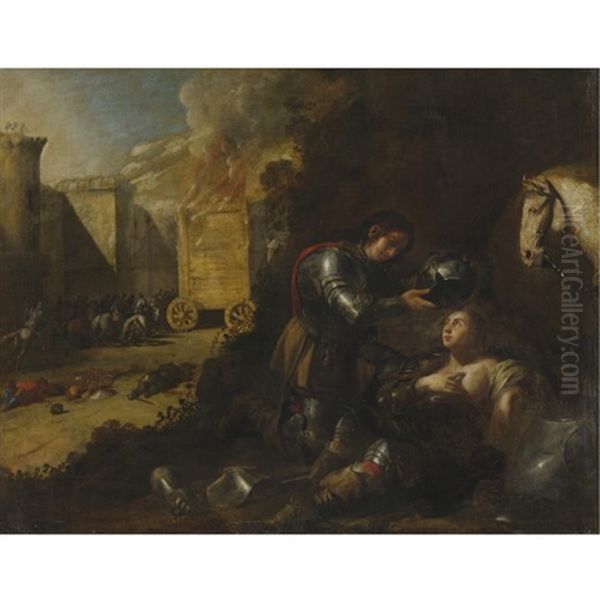 Tancred And Clorinda Oil Painting by Aniello Falcone