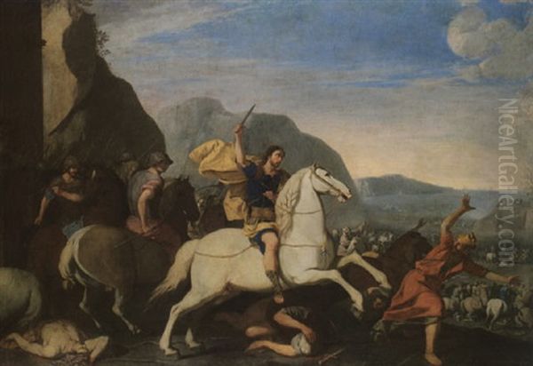 San Giacomo Alla Battaglia Di Clavigo Oil Painting by Aniello Falcone