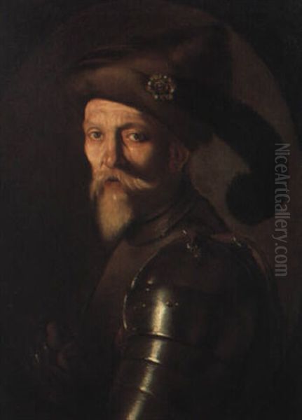 Ritratto Di Condottiero In Armatura Oil Painting by Aniello Falcone