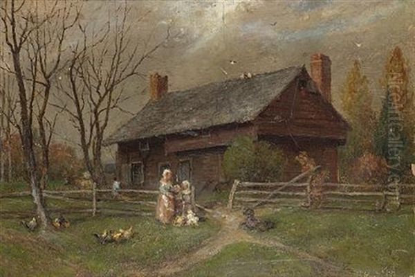 A North American Farmstead Oil Painting by John M. Falconer