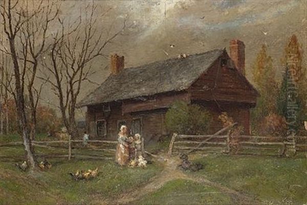 A North American Farmstead Oil Painting by John M. Falconer