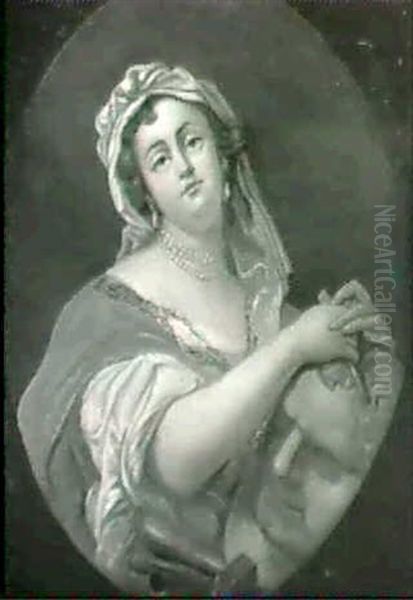 Portrait Presume De Marie-ann Collot Finissant Le Buste De  Pierre-le-grand Oil Painting by Pierre Etienne Falconet