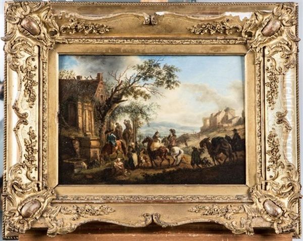 La Halte Des Cavaliers Oil Painting by Carel van Falens