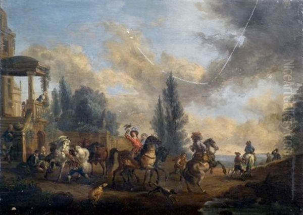 Scene De Chasse Oil Painting by Carel van Falens