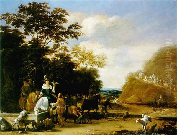 Le Depart Pour La Chasse Oil Painting by Carel van Falens