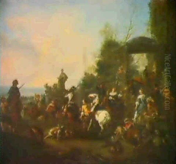 Le Depart Pour La Chasse Au Faucon Oil Painting by Carel van Falens