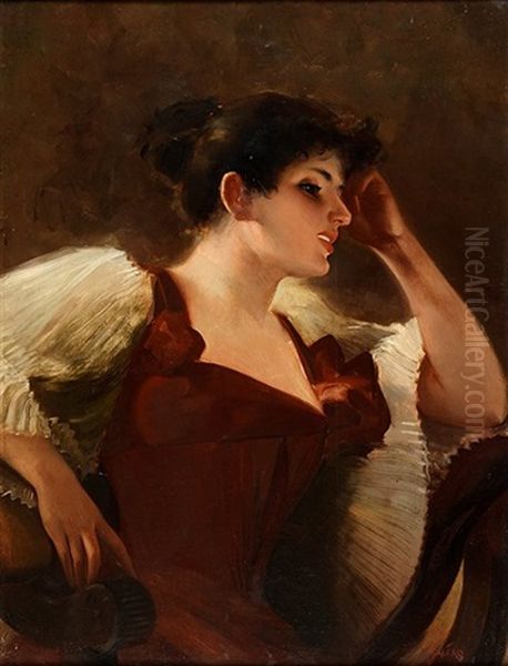 Retrato De La Hija Del Artista Oil Painting by Luis Ricardo Falero