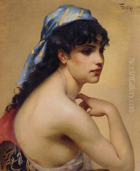 A Spanish Beauty Oil Painting by Luis Ricardo Falero