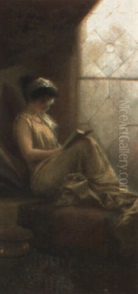 Leyendo Junto A La Ventana Oil Painting by Luis Ricardo Falero