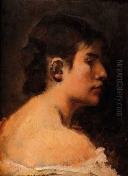 Portrait De Femme De Profil Oil Painting by Jean Alexandre Joseph Falguiere