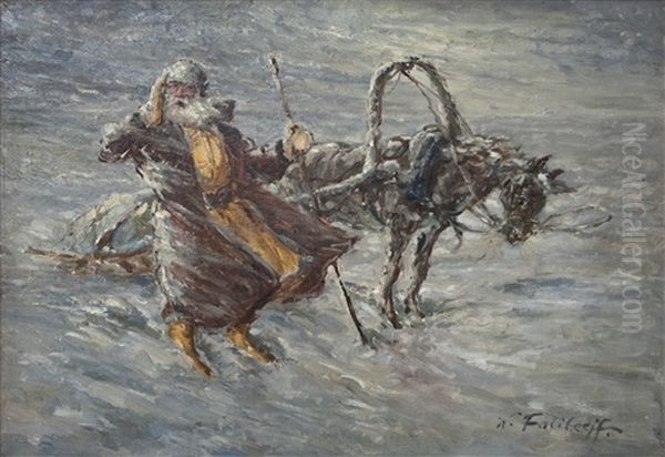 Sleigh Ride Oil Painting by Vadim Dmitrjewitsch Falilejeff