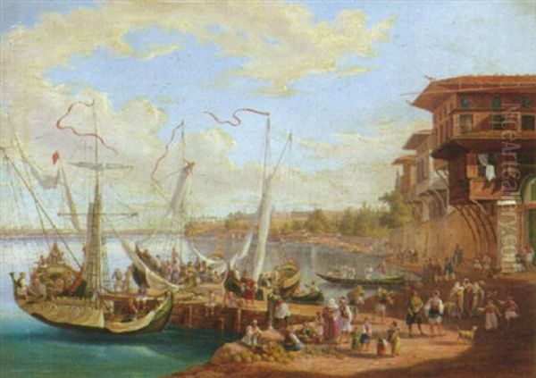 Markt In Kady-kioy Oil Painting by Johann Jakob Falkeisen