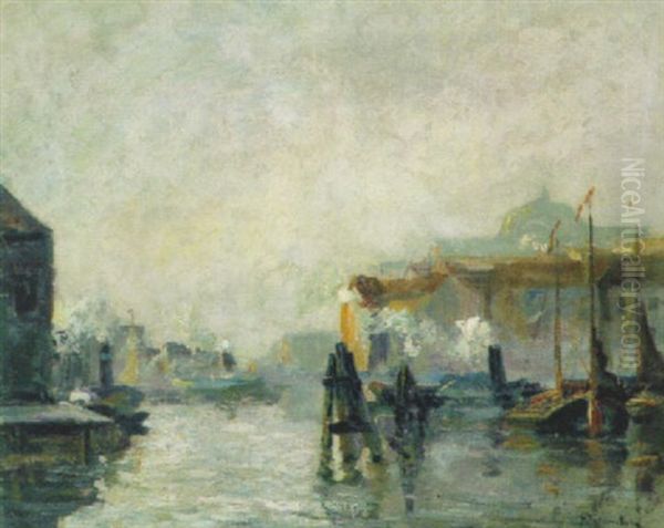 Hafen Von Amsterdam Oil Painting by Richard Falkenberg