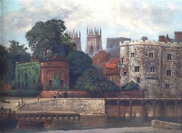 Lendal Tower And York Minster From The River Oil Painting by George Fall