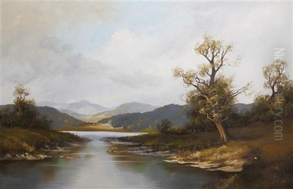 Landscape With River Oil Painting by Clement Alphonse Antonin Fanart