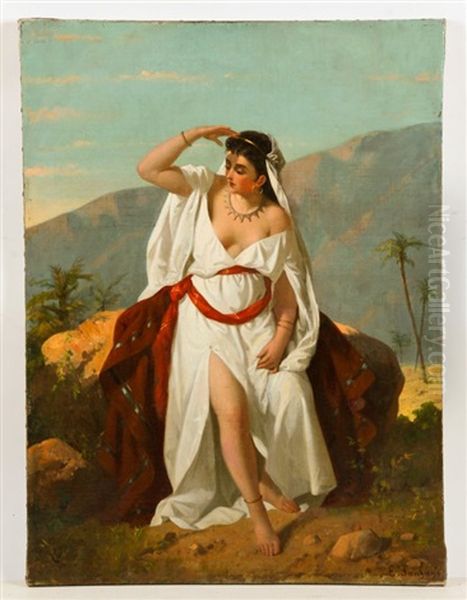 Portrait Of A Lady (orientalist Scene) Oil Painting by Enrico Fanfani