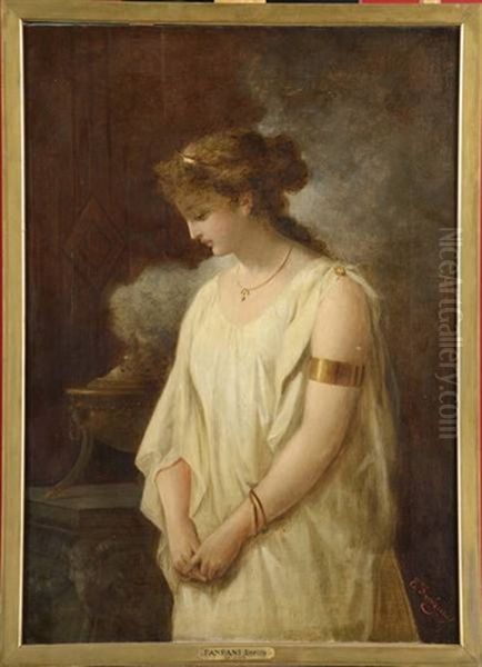 Jeune Fille Antique Oil Painting by Enrico Fanfani