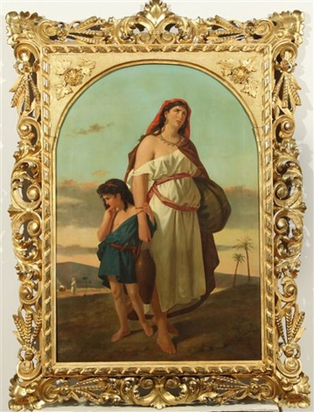 Hagar, The Slave Girl Of Sarah, Wife Of Abraham Oil Painting by Enrico Fanfani