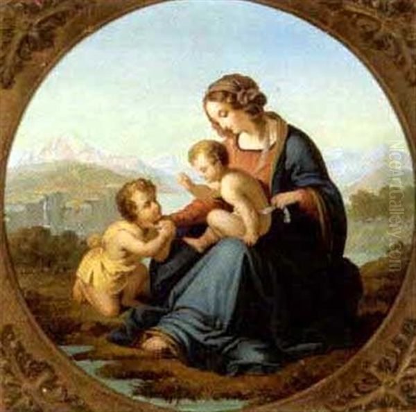 Madonna Del Lago (after Raphael) Oil Painting by Enrico Fanfani