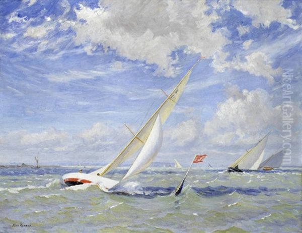 Rounding The Mark Oil Painting by Alice Maud Fanner