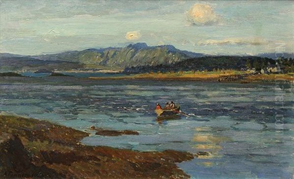 Row Boat In The Cove Oil Painting by Alice Maud Fanner