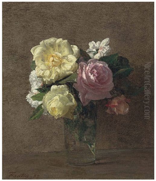 Roses Dans Un Verre Droit Oil Painting by Henri Fantin-Latour