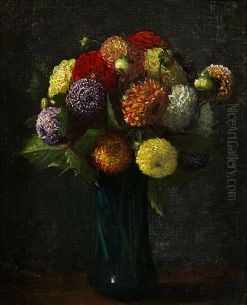 Bouquet De Dahlias Oil Painting by Henri Fantin-Latour