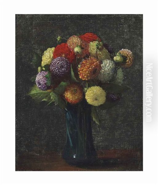 Dahlias Oil Painting by Henri Fantin-Latour