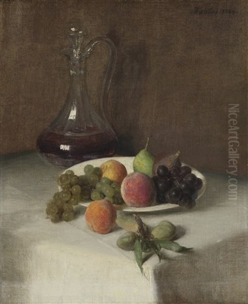 Nature Morte A La Carafe Oil Painting by Henri Fantin-Latour