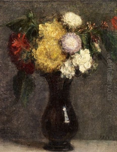 Dahlias Oil Painting by Henri Fantin-Latour