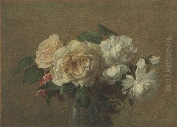 Roses Blanches Et Jaunes Oil Painting by Henri Fantin-Latour