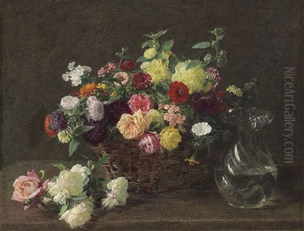 Panier De Fleurs Oil Painting by Henri Fantin-Latour