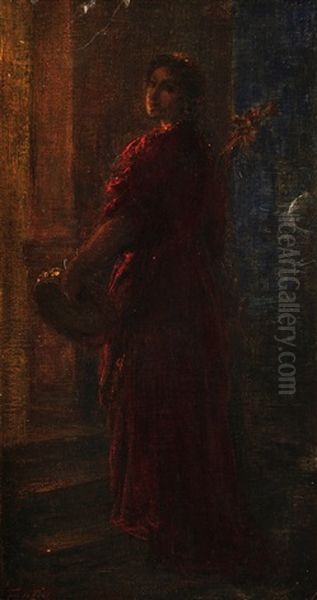 Femme Au Tambourin (l'hiver) Oil Painting by Henri Fantin-Latour