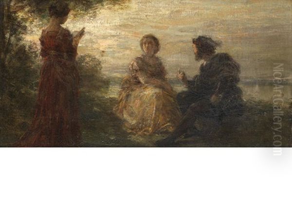 A Sunset Reading Oil Painting by Henri Fantin-Latour