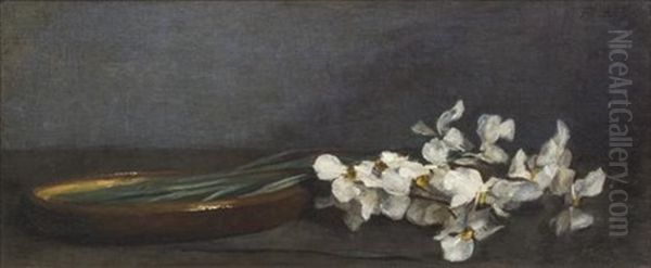 White Irises Oil Painting by Henri Fantin-Latour