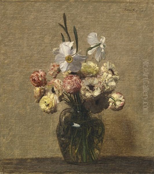 Renoncules Et Narcisses Oil Painting by Henri Fantin-Latour