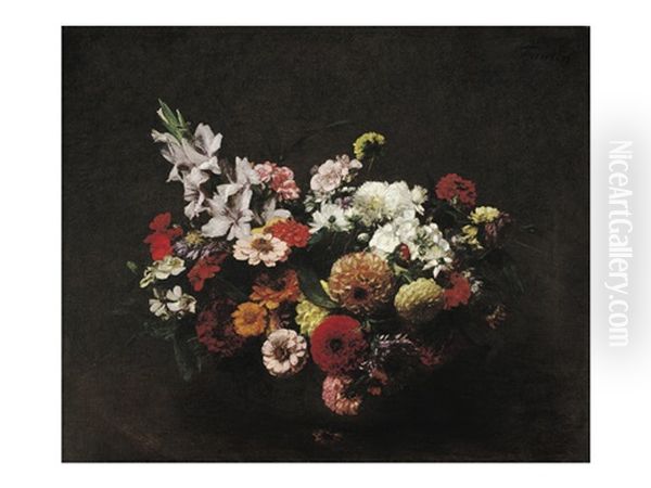 Bouquet D Fleurs Oil Painting by Henri Fantin-Latour