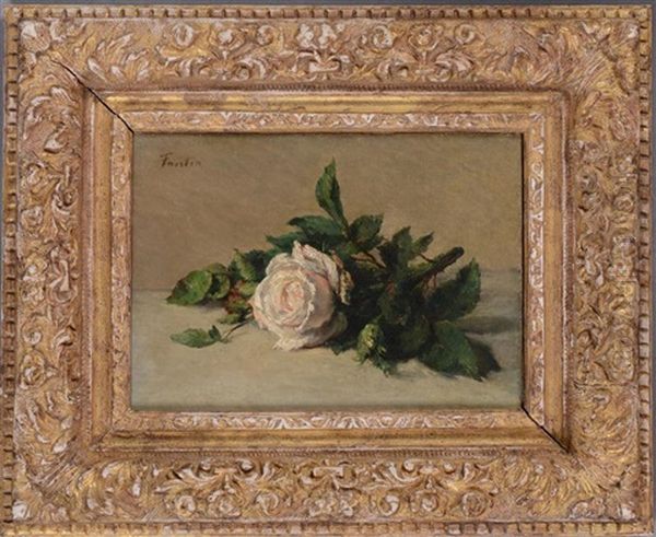 White Rose Oil Painting by Henri Fantin-Latour