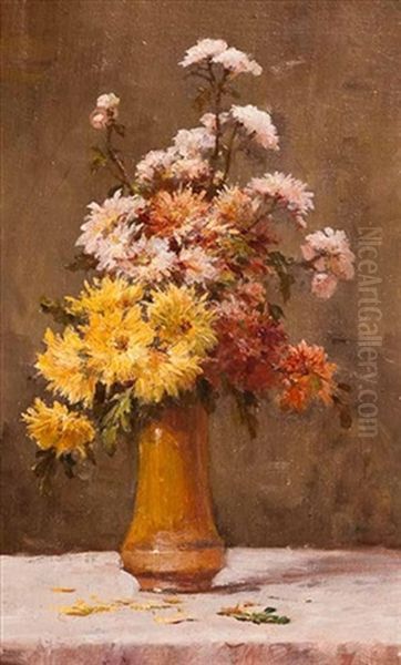 Chrysanthemums Oil Painting by Henri Fantin-Latour