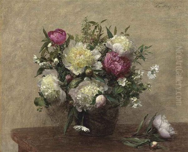 Vase De Pivoines Oil Painting by Henri Fantin-Latour