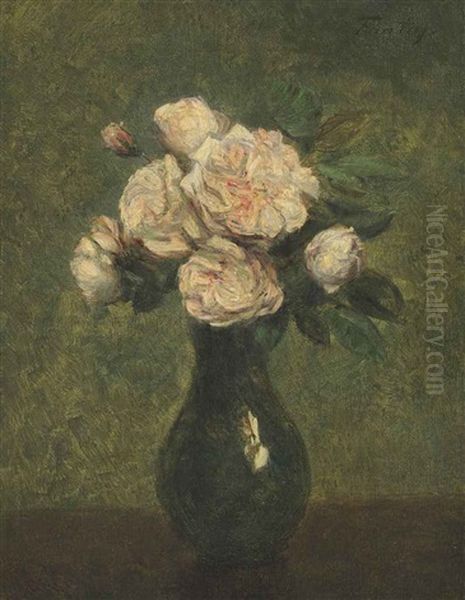 Roses Blanches Dans Un Vase Oil Painting by Henri Fantin-Latour